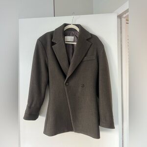 Source Unknown Double Breasted Cinched Waist Blazer, Charcoal Grey